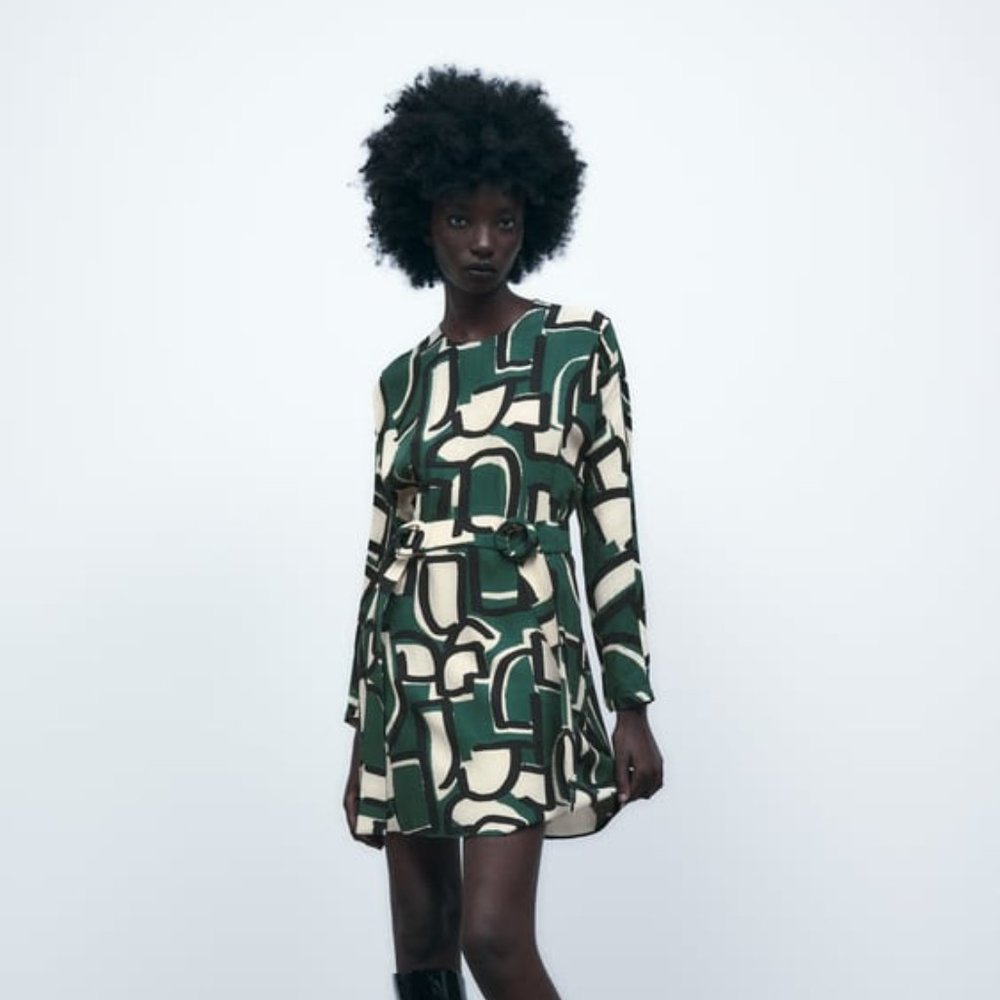Zara Frida Dress Green Print